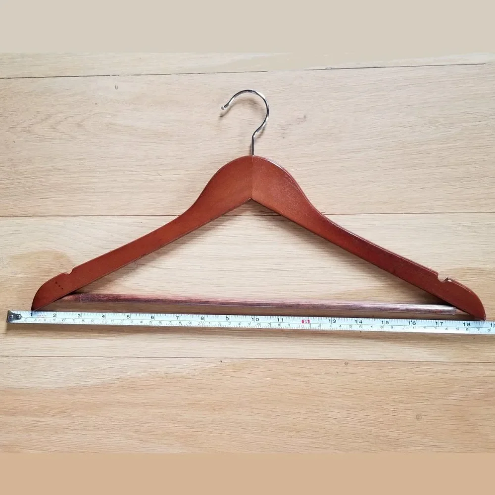 Wood Suit Hangers with Non-slip Grooved Bar 10-Pack Cherry